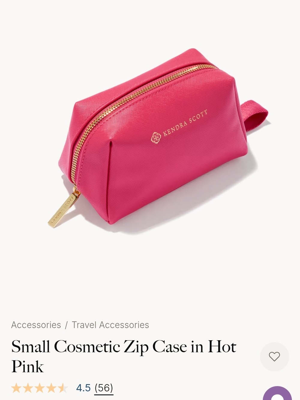 Kendra Scott Hot Pink Cosmetic Zip Case with Gold Hardware